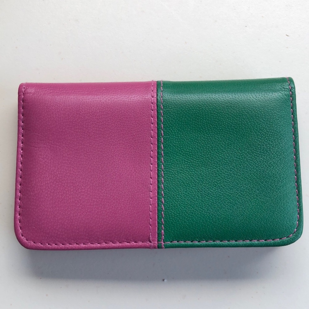 Leather color block wallet